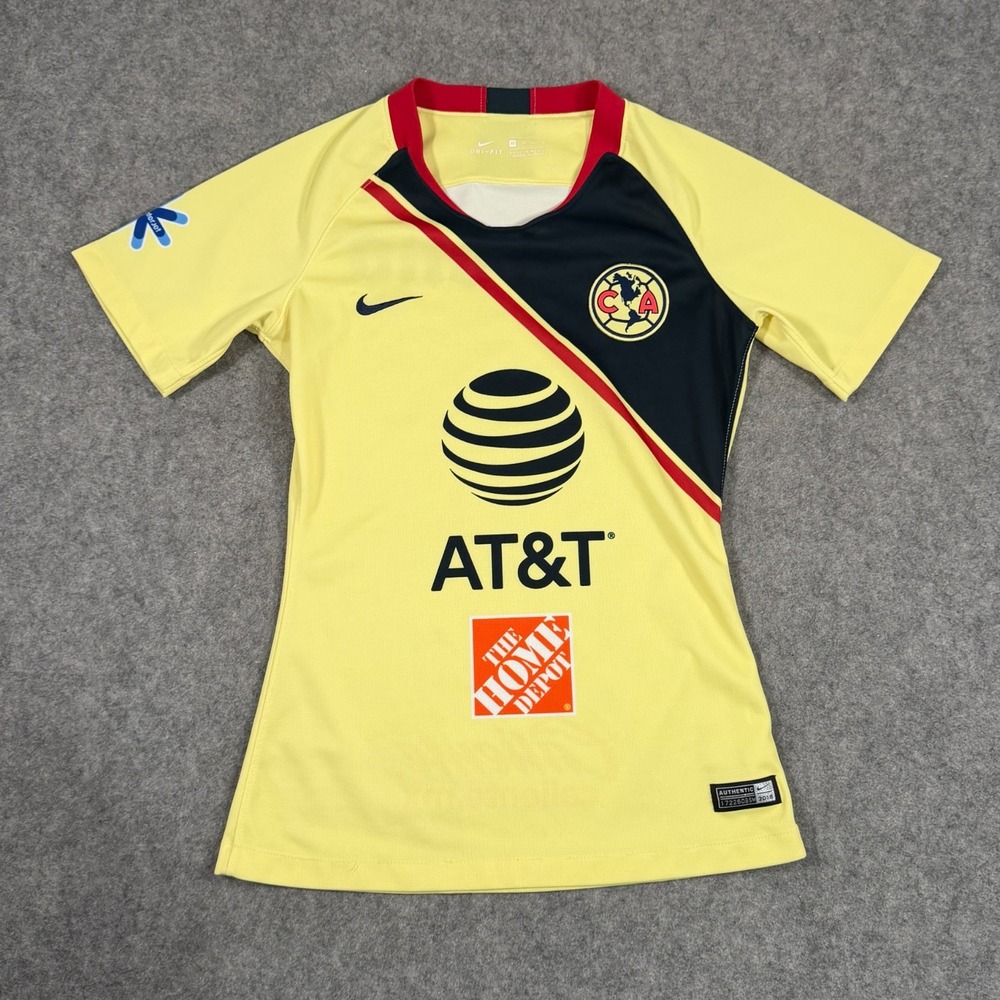 Nike Yellow Club America 2018-19 Home Short Sleeve Soccer Jersey Women's Size XS
